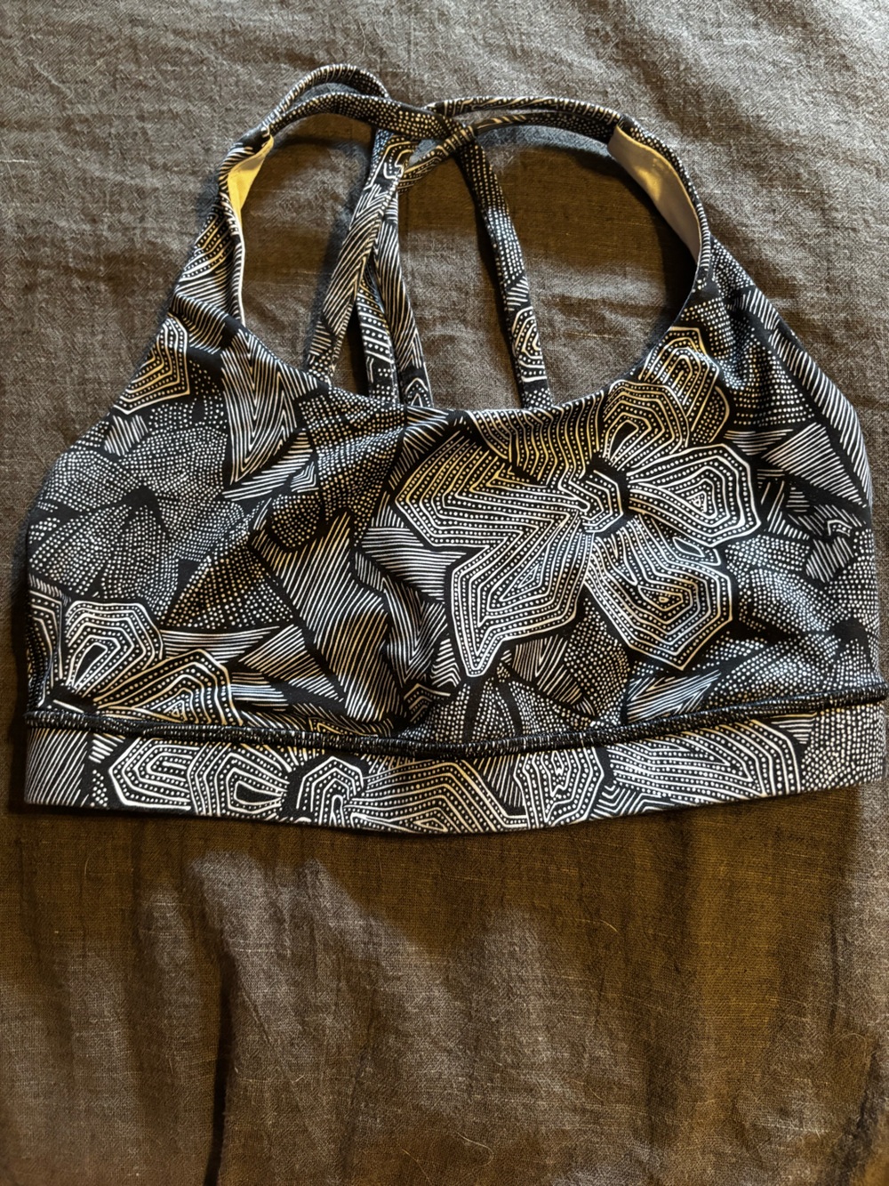 Lululemon Geometric Print Sports Bra | Approx Size 4-6 | Black/White Racerback